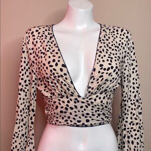 Windsor Leopard Print V-Neck Wrap Top rockabilly S